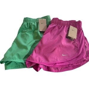 NWT 2 Pairs of NIKE DRI FIT RUNNING SHORTS SIZE XL PINK and Light GREEN